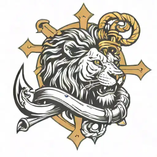 Lion With Anchor Cross
