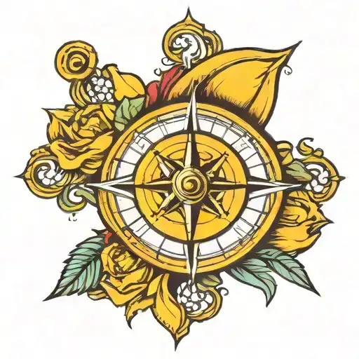 Compass With Yello Rose