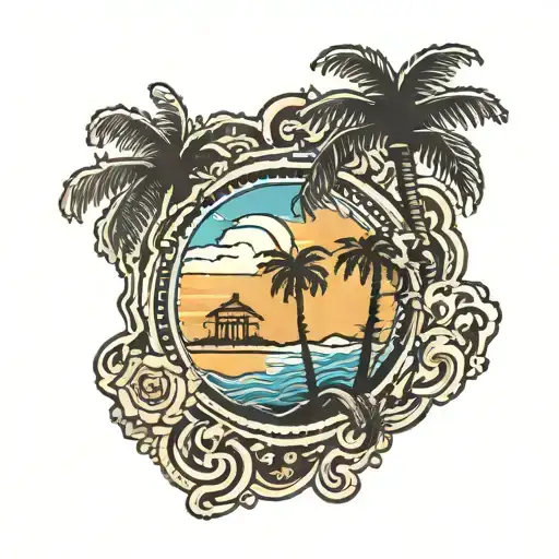 Postage Stamp With Palm Tree