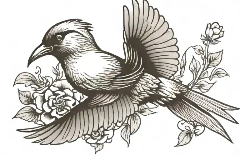 Line Drawing Of Bird Flying Upward