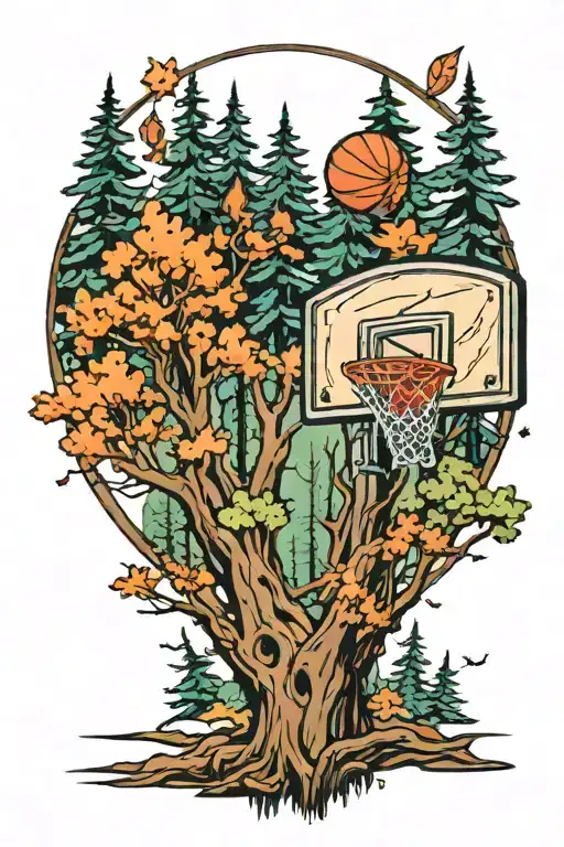 Forest And Basketball Hoop