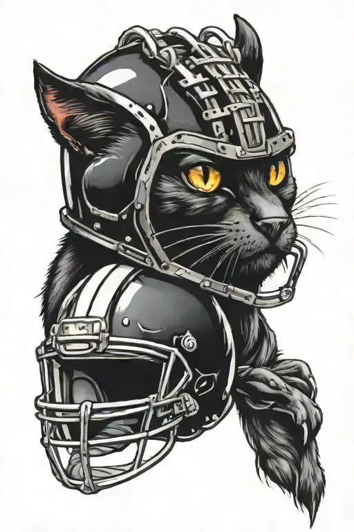 Black Cat And Football Helmet