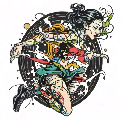 Dancing Girl With Paint Splashes In Background