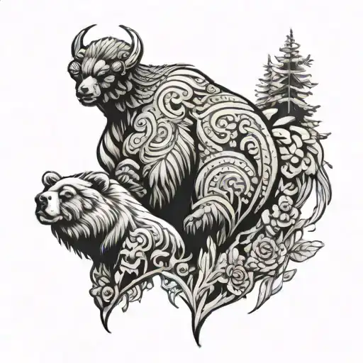 Bear And Bison
