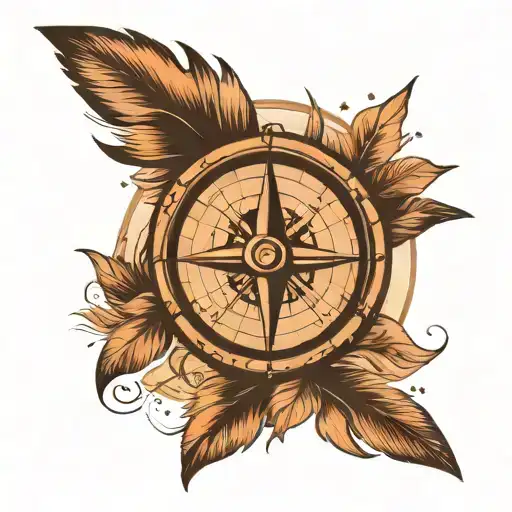 Minimalist Compass Feather