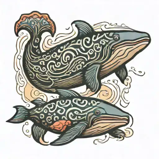 Sperm Whale Turtle Swimming