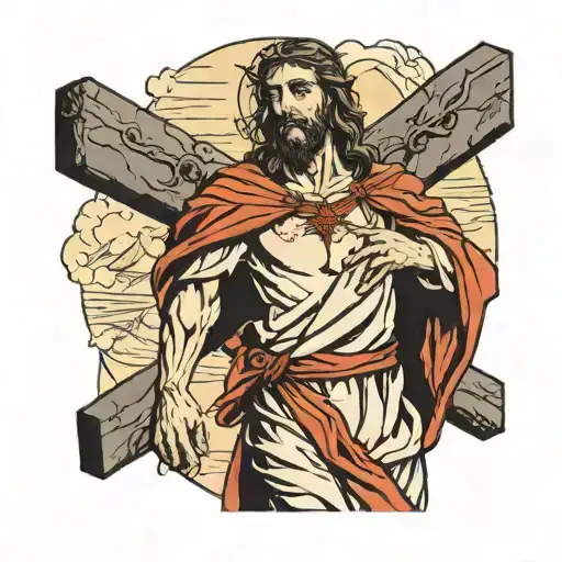 Jesus Walking The Cross Cross Up A Hill With The Cross On His Shoulder