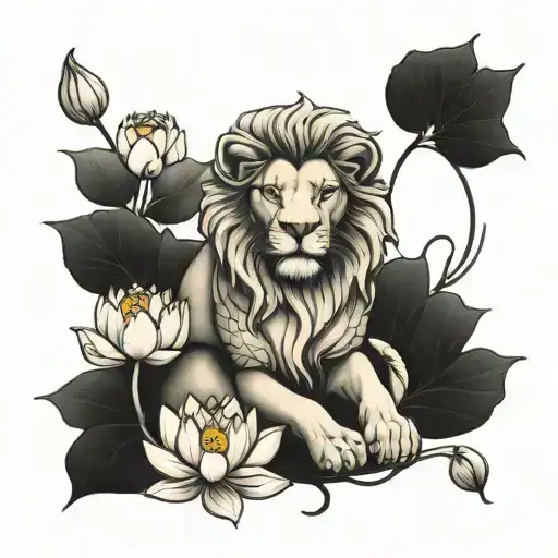 Lion And Lotus Flower Growing