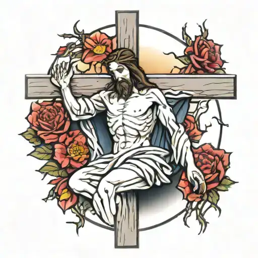Jesus Crucified And Death On His Knees