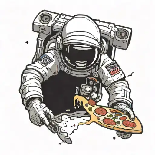 Astronaut Making Pizza Slice