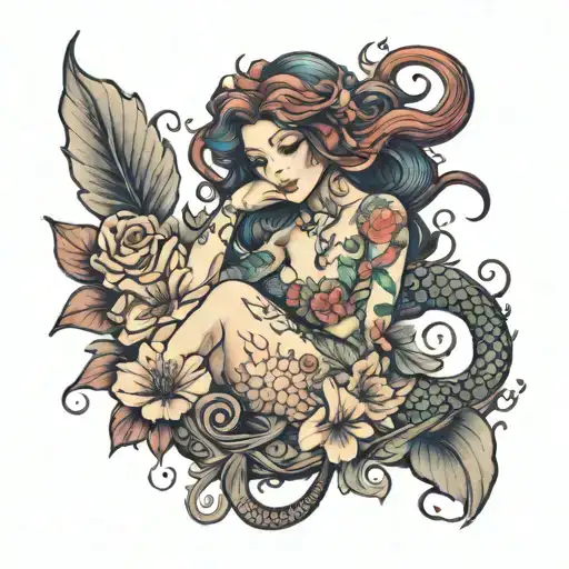 Mermaid With Flowers