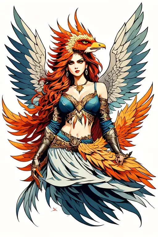 Phoenix Warrior Woman With Deployed Wings