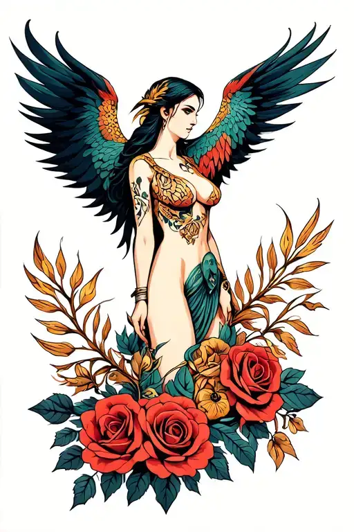 Woman Warrior Phoenix And Roses Baccarat
