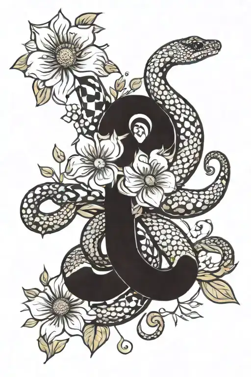 Snake And Flowers Intertwined