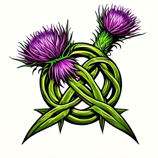 Scottish Thistle Intertwined In Celtic Knot
