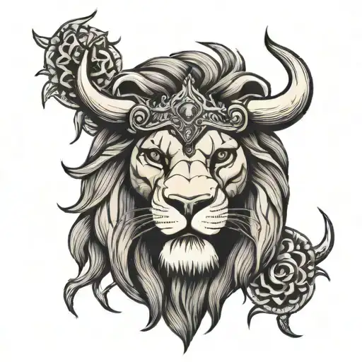 Lion And Bull Head