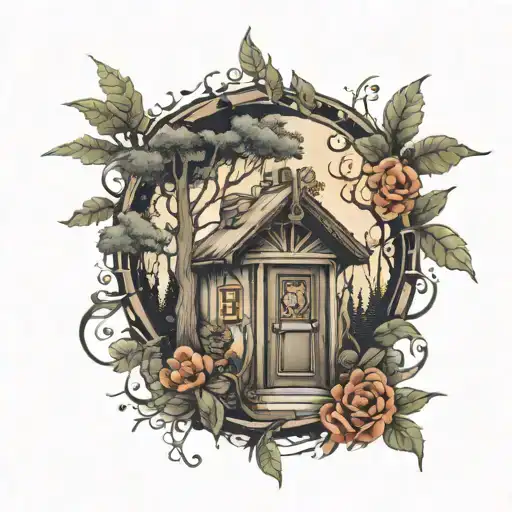 Welcoming Open Door Surrounded By Forest