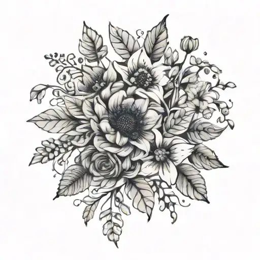 Fantasy Whimsical Black And Grey Wildflowers