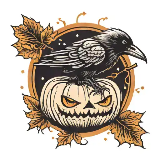 Crow And Jackolantern Fall