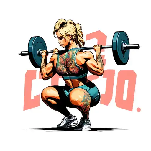 Female Bodybuilder With Blonde Hair Performing A Squat With A Barbell On Her Back