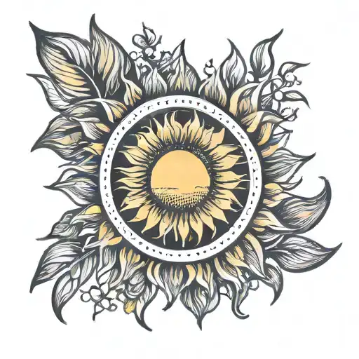 Sunflower And Sun Surrounded By The Word Sunny