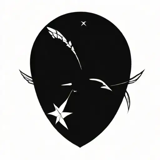 Nightingale With Geometric Wings Spread