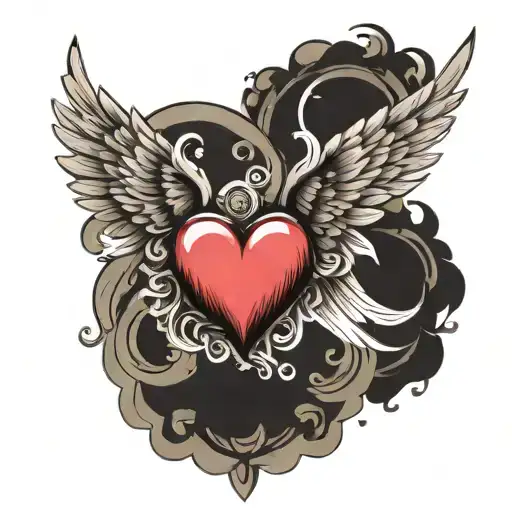 Brken Heart With Angel Wings