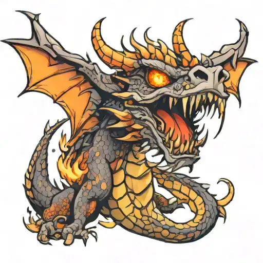 Dragon With Fire Coming Out Of Eyes