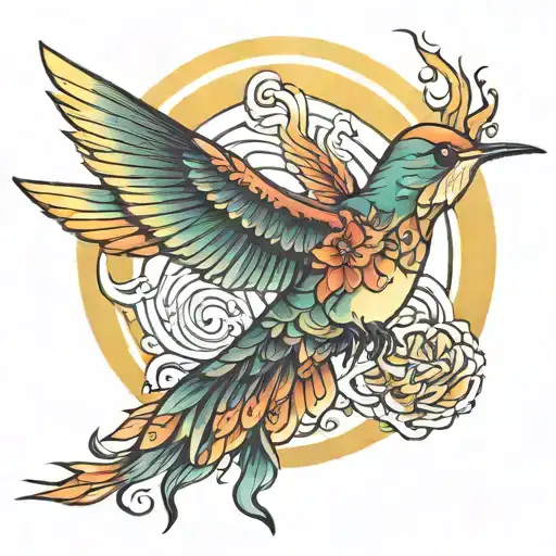 Hummingbird Phoenix Rising Sun