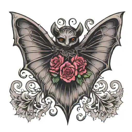 Feminine Goth Bat Wings Spread Wide