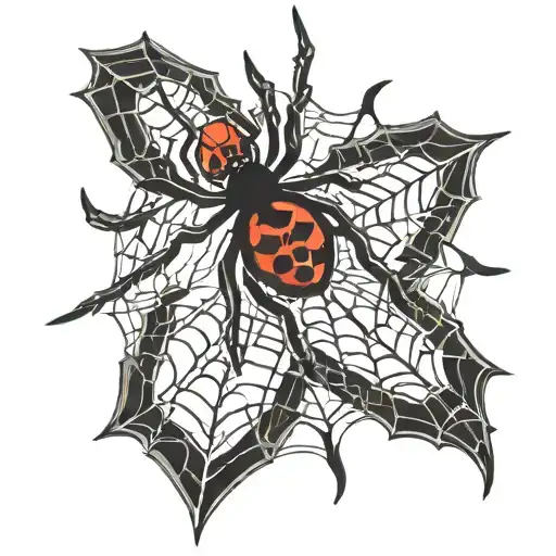 Black Widow Spider Logo With Spider Webs In The Inside
