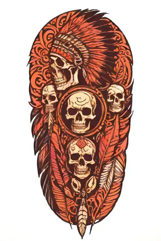 Indian Feathers With Skulls