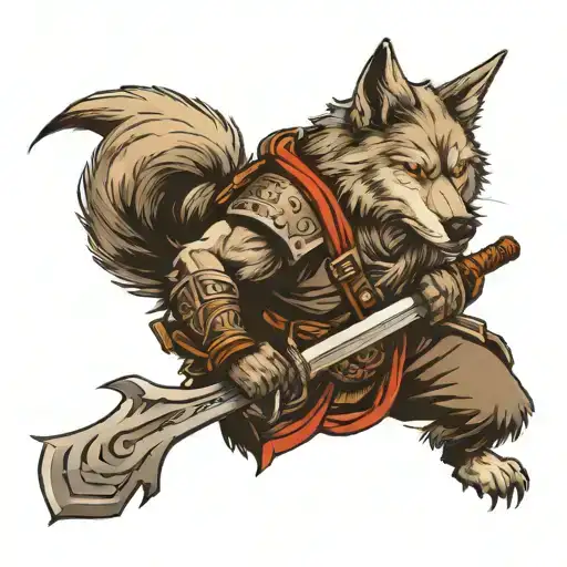 Wolf Warrior Wielding A Sword