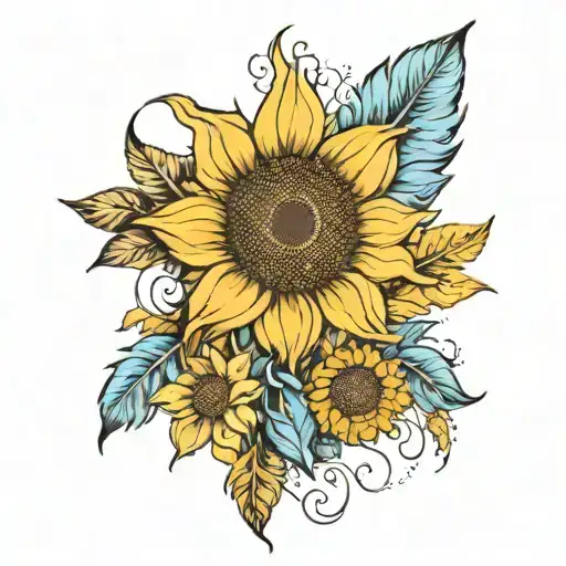 Sutalo With Sunflower And Feather Feather Feather