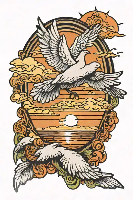 Freedom Dove Sunset Clouds