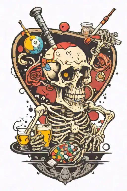 Billards Space Skeleton Smoking A Cigarette 8Ball Pool