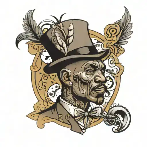 African American Old School Gentleman Tattoo Design