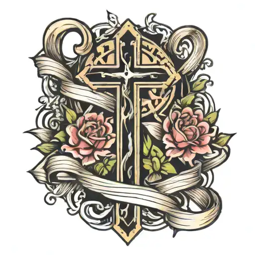 Cancer Ribbon And Cross