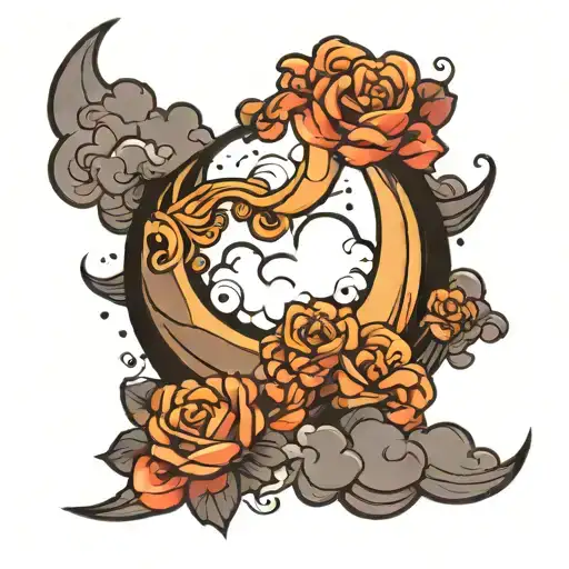 Crescent Moon With Clouds