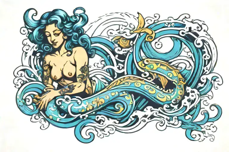 Aquarius With Water Waves