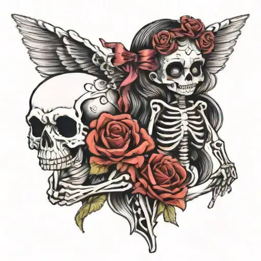 Skeleton And Baby Girl Holding Hands