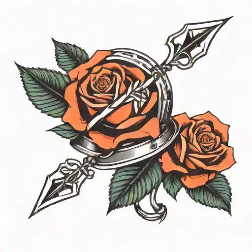 Geometric Rose Intertwined With Greek Aquiles Helmet