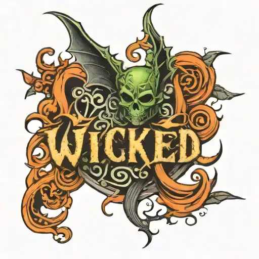 The Word Wicked In Spooky Font
