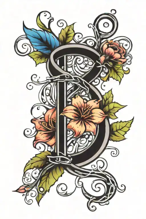 A Flower And Vine Intertwined Representing The Client's Combination Of Love And Passin Intertwined