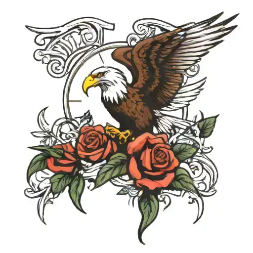 Time Clock Eagle Fighting Roses Growing
