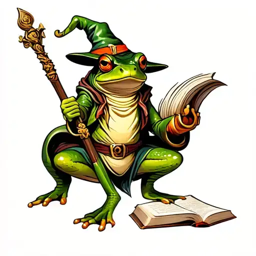 Frog Wizard With Staff And Book