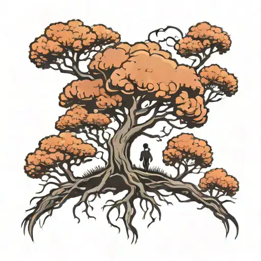 Baby Tree With Big Tree Silhouette Behind It