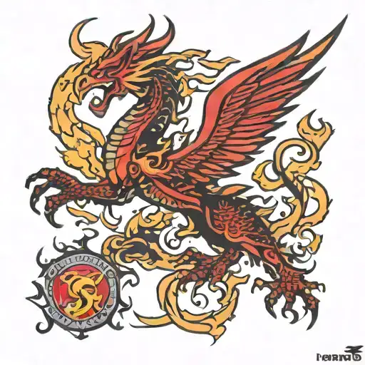 Liverpool Fc Phoenix With A Black And Red Dragon Breathing Fire