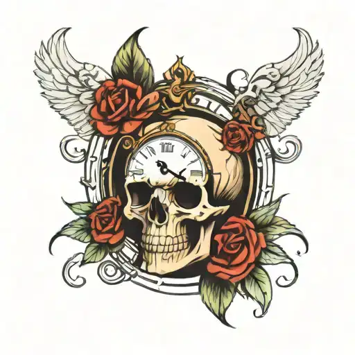 Skull And Clock Roman Numerals