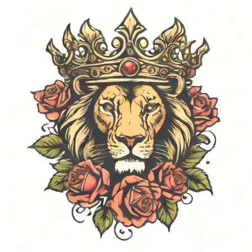 Lion Crown With Roses Entwined